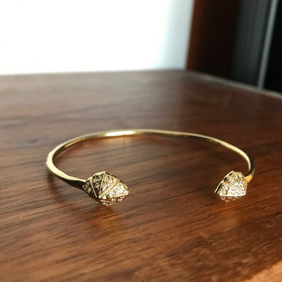 Stella & Dot Jewelry - Stella & Dot Eden Pave Pyramid Open Cuff Bracelet Gold Tone